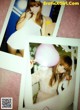 A couple of pictures of a girl holding a pink balloon.